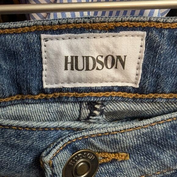Hudson Jax Boyfriend Skinny Jean Skip Wash Distressed Denim Mid Rise 27 - Picture 5 of 7